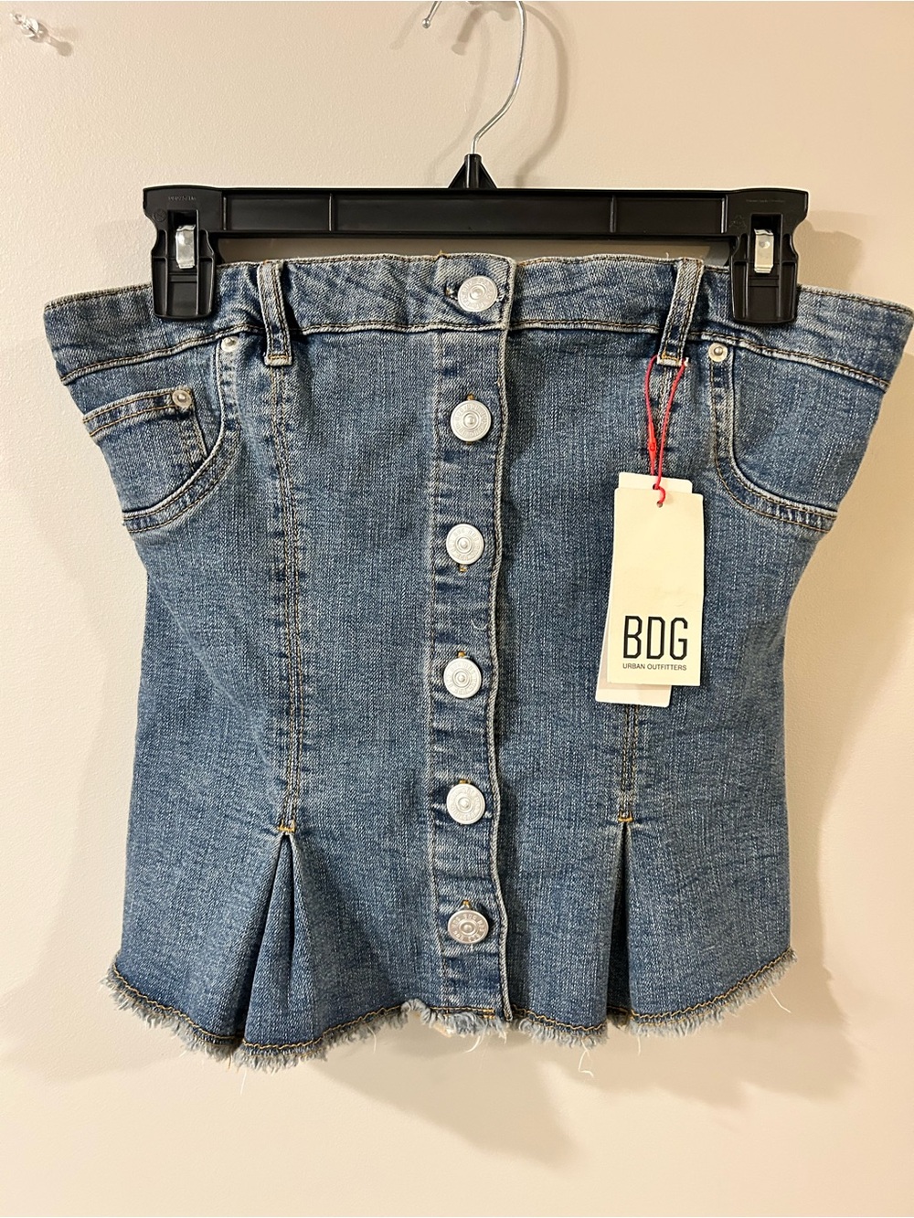 BDG Blue Button-Front Denim Corset Top